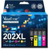 imageValuetoner 202 202XL Remanufactured Ink Cartridges Replacement for Epson 202XL Ink Cartridges Multipack for Expression Home XP5100 Workforce WF2860 Printer 1 Black 1 Cyan 1 Magenta 1 Yellow