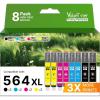 imageValuetoner 564XL Ink Cartridges for HP Printers Compatible with HP 564 Ink Cartridges 564 XL High Yield for Photosmart 5520 6520 7520 7525 Officejet 4620 Deskjet 3500 Printer 8Pack 2 BK ampamp 2 CMY