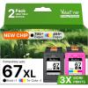 imageValuetoner Remanufactured Ink Cartridges Replacement for HP 67 Ink Cartridges BlackColor Combo Pack 67XL for Envy 6055 6055e 6052 6455e 6452 6458 DeskJet 2855e 2827e 2755e 2700 2755 4152 4155e 2Pack