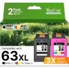 imageValuetoner for HP Ink 63 Replacement for 63XL Ink Cartridges Black and Color 63 Ink to use for HP Officejet 3830 4520 4650 4655 5252 5255 5222 5255 5258 Deskjet 2130 2132 3630 3632 1 Black 1 Color