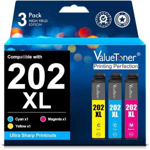 imageValuetoner 202 202XL Remanufactured Ink Cartridges Replacement for Epson 202XL Ink Cartridges Multipack for Expression Home XP5100 Workforce WF2860 Printer  1 Cyan 1 Magenta 1 Yellow202XL