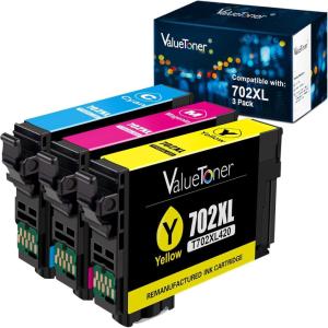 imageValuetoner Remanufactured 702XL T702 702 XL T702XL Replacement for Epson 702 Ink cartridges for Epson Workforce Pro WF3733 WF3720 WF3730 Printer Large Black Cyan Magenta Yellow 4 Pack702xl ink