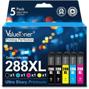 imageValuetoner Remanufactured Ink Cartridge Replacement for Epson T288XL 288XL 288 XL to use with XP430 XP340 XP440 XP330 XP434 XP446 Printer 2 Black 1 Cyan 1 Magenta 1 Yellow 5 Pack288XL