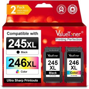 imageValuetoner Remanufactured Ink Cartridges Replacement for HP 65 Black Ink Cartridge 65XL 65 XL High Yield Work for Envy 5055 5052 5058 DeskJet 3755 2655 3720 3722 3723 3752 3758 2652 2624 2 Blackink cartridges 245 and 246