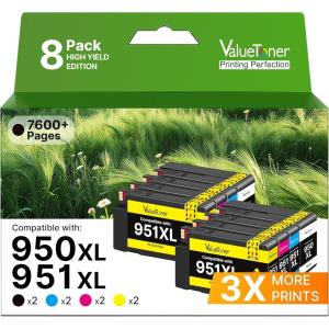 imageValuetoner Remanufactured Ink Cartridges Replacement for HP 65 Black Ink Cartridge 65XL 65 XL High Yield Work for Envy 5055 5052 5058 DeskJet 3755 2655 3720 3722 3723 3752 3758 2652 2624 2 BlackFor hp 951 ink cartridges black and color