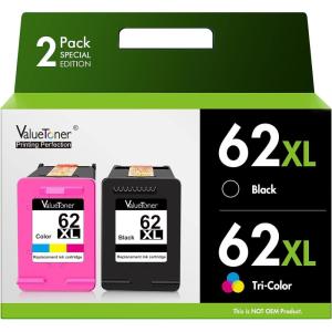imageValuetoner Remanufactured Ink Cartridges Replacement for HP 65 Black Ink Cartridge 65XL 65 XL High Yield Work for Envy 5055 5052 5058 DeskJet 3755 2655 3720 3722 3723 3752 3758 2652 2624 2 Blackfor hp ink 62 black and color