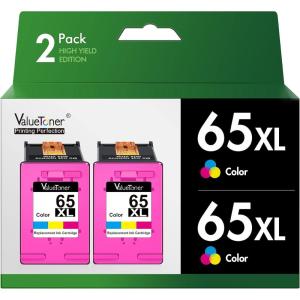 imageValuetoner Remanufactured Ink Cartridges Replacement for HP 65XL 65 XL N9K04AN for Envy 5055 5052 5058 DeskJet 3755 2655 3720 3722 3723 3752 3758 2652 2624 Printer High YieldColor 2Pack