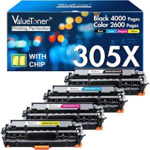 imageValuetoner Remanufactured Toner Cartridge Replacement for HP 305A 305X CE410A CE410X CE411A CE412A CE413A for Laserjet Pro 400 M451dn M451nw M475dn M475dw M451dw M375nw Black Cyan Magenta Yellow