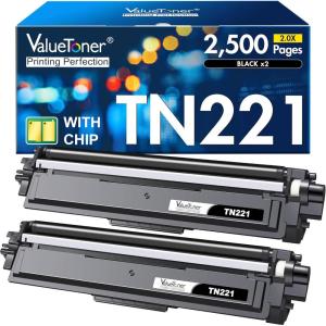 imageValuetoner TN221 TN221BK Compatible Toner Cartridge for Brother TN221 Toner Cartridges TN 221 TN221 Work for Brother HL3170CDW MFC9130CW HL3140CW MFC9330CDW MFC9340CDW Black2 PackTN221 2black