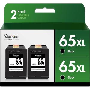 imageRemanufactured 64XL Black Ink Cartridge Replacement for HP 64XL 64 XL Used in Envy Photo 7858 7855 7155 6255 6252 7120 6232 7158 7164 Envy 7255e 7955e Tango X Printer 2 Black65XL 2BLACK