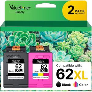 imageRemanufactured 64XL Black Ink Cartridge Replacement for HP 64XL 64 XL Used in Envy Photo 7858 7855 7155 6255 6252 7120 6232 7158 7164 Envy 7255e 7955e Tango X Printer 2 BlackH62XL 2COLOR