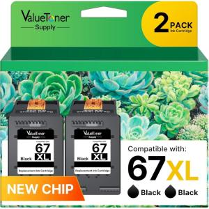 imageRemanufactured 64XL Black Ink Cartridge Replacement for HP 64XL 64 XL Used in Envy Photo 7858 7855 7155 6255 6252 7120 6232 7158 7164 Envy 7255e 7955e Tango X Printer 2 Black67 xl black ink