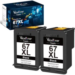 imageRemanufactured 64XL Black Ink Cartridge Replacement for HP 64XL 64 XL Used in Envy Photo 7858 7855 7155 6255 6252 7120 6232 7158 7164 Envy 7255e 7955e Tango X Printer 2 BlackH67XL 2black