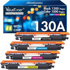 imageValuetoner 130A CF350A Remanufactured Toner Cartridge Replacement for HP 130A CF351A CF352A CF353A for Laserjet Pro Color MFP M177fw M176n M177 M176 Printer 1 Black 1 Cyan 1 Magenta 1 Yellow