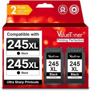 imageValuetoner 245XL Ink Cartridge Replacement for Canon 245XL Black Ink PG245XL 245 XL 243 for PIXMA TR4520 MX492 TS3122 MX490 MG3022 MG2522 MG2920 MG2420 MG2520 MG2922 MG2924 MG3029 Printer 2 BlackHigh Yield
