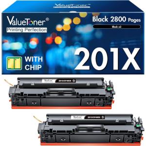 imageValuetoner Compatible Toner Cartridge Replacement for HP 201X 201A CF400X CF400A High Yield for Color Laserjet Pro MFP M252dw M277c6 M277dw M277n M252n M277 Printer 2 Pack Black