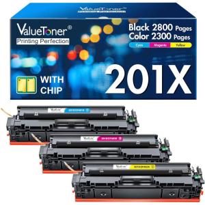 imageValuetoner Compatible Toner Cartridge Replacement for HP 201X 201A CF401X CF402X CF403X High Yield for Color Laserjet Pro MFP M277dw M252dw M277 M252 M277n M252n Printer 3Pack Cyan Magenta Yellow
