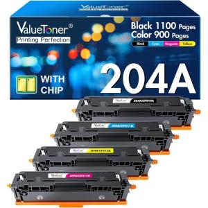 imageValuetoner Compatible Toner Cartridge Replacement for HP 204A CF510A CF511A CF512A CF513A to use with Color Pro MFP M180nw M154nw M180n M154a MFP M181fw Printer Tray4Pack