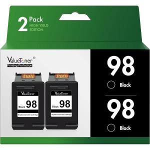 imageValuetoner Remanufactured Ink Cartridge Replacement for HP 98 C9364WN for Officejet 150 100 6310 H470 PhotoSmart 2570 2575 8050 C4180 C4150 Deskjet 460 5940 D4145 D4155 Printer Black 2 Pack