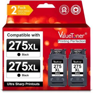 image275XL PG275 XL Ink Cartridge for Canon 275 Black Ink High Capacity Compatible with Canon Printers Pixma TR4720 TS3720 TS3522 TR4722 TS3722 TS3520 TS3700 TR4723 TS3500 TR4700 2 Black